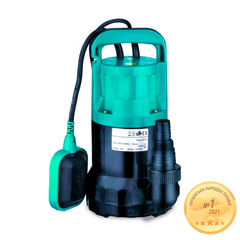 Насос дренажний 0.75кВт Hmax 9.5м Qmax 220л/хв (част. до 5мм) AQUATICA (773125)