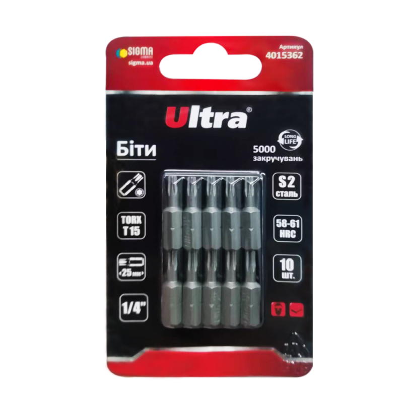 Біти TORX 30×50мм ¼" 10шт S2 (блістер) ULTRA (4015532)