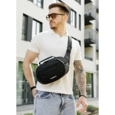 Сумка через плече бананка Sambag Flex чорна тканева