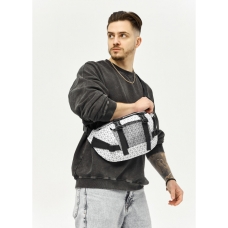 Велика чоловіча поясна сумка бананка Sambag DynamicDart тканева принт "Square"
