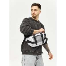 Велика чоловіча поясна сумка бананка Sambag DynamicDart тканева принт "Square"