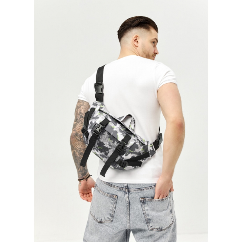 Велика чоловіча поясна сумка бананка Sambag DynamicDart тканева з принтом (80411149m)