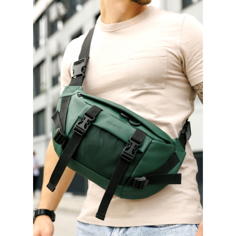 Велика чоловіча поясна сумка бананка Sambag DynamicDart зелена (80411007m)