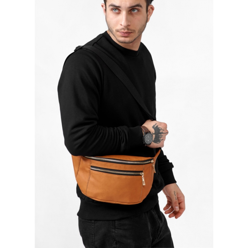 Шкіряна сумка на пояс бананка Sambag Tirso Max руда (81345121m)