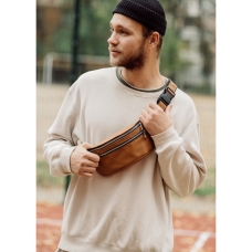 Сумка на пояс бананка шкіряна Sambag Tirso BTSm Натуральна руда шкіра