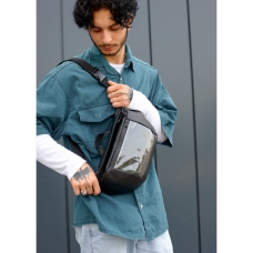 Велика чорна чоловіча поясна сумка бананка Sambag DynamicDart