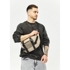 Велика шкіряна жіноча поясна сумка бананка Sambag DynamicDart сіра