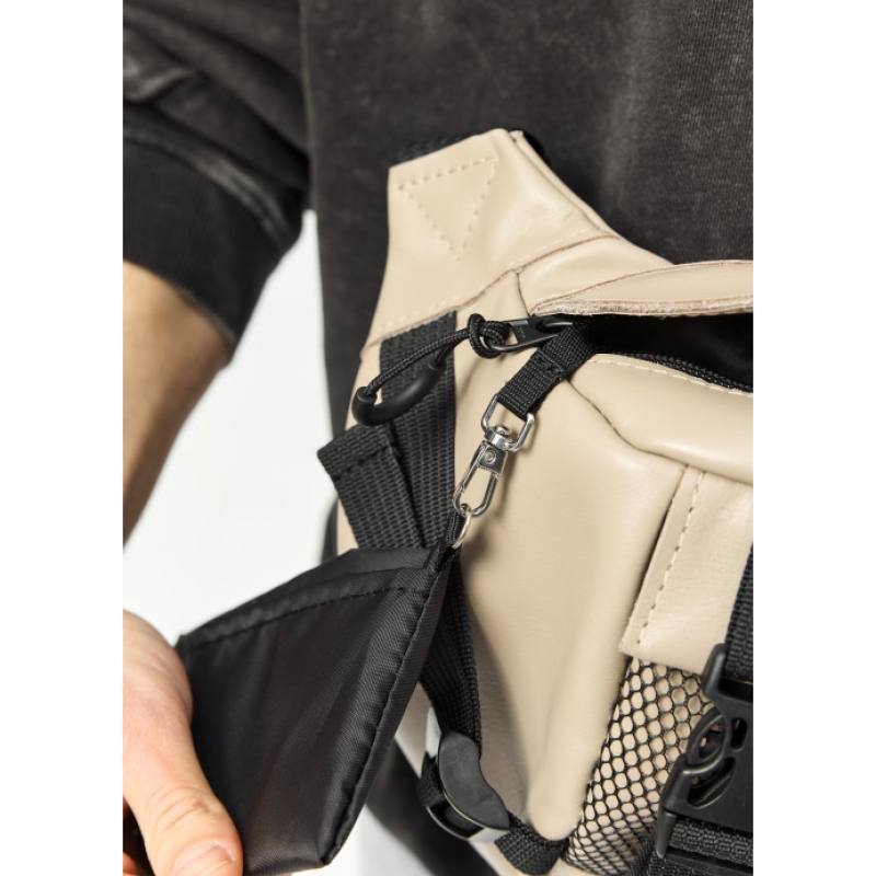 Велика шкіряна жіноча поясна сумка бананка Sambag DynamicDart сіра (80411130m)