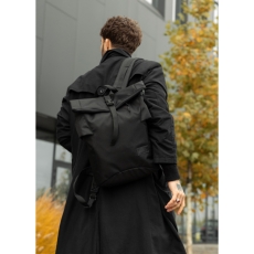 Чоловічий рюкзак ролл Sambag RollTop KZN чорний тканевий