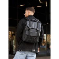 Чоловічий рюкзак ролл Sambag Loft Zard чорний з клапаном