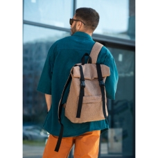 Чоловічий рюкзак ролл Sambag RollTop Milton коричневий тканевий