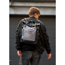 Чоловічий рюкзак Sambag RollTop Hacking чорний принт "Illusion"