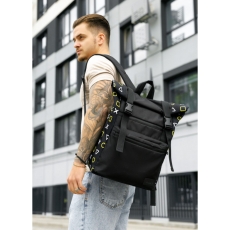 Мужской рюкзак ролл Sambag RollTop LTT чорний оксфорд принт