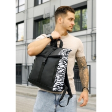 Рюкзак рол Sambag RollTop чорний принт "Zebra"