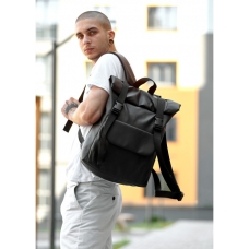 Чоловічий рюкзак ролл Sambag RollTop Milton чорний з клапаном
