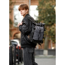 Чоловічий рюкзак Sambag RollTop Hacking чорний принт "Girl"