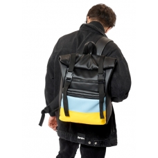 Рюкзак ролл Sambag RollTop LTH чорний з прапором України