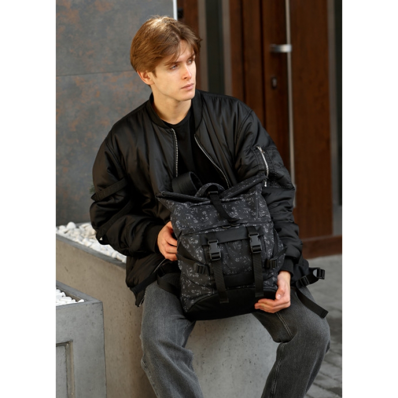 Рюкзак рол Sambag RollTop Double чорний принт (24330702m)