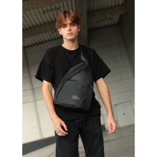 Cумка через плече слінг Sambag Brooklyn MSH чорний з перфорацією