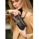 Жіночий шкіряний гаманець з перфорацією чорний Sambag (31211301)