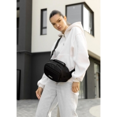 Жіноча сумка через плече бананка Sambag Flex чорна тканева