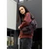Велика жіноча поясна сумка бананка Sambag DynamicDart чорна тканева принт (80411148)