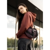 Велика жіноча поясна сумка бананка Sambag DynamicDart чорна тканева принт (80411148)