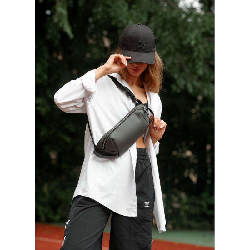 Жіноча сумка на пояс бананка Sambag Holster MSH графіттова з перфорацією (87113009)