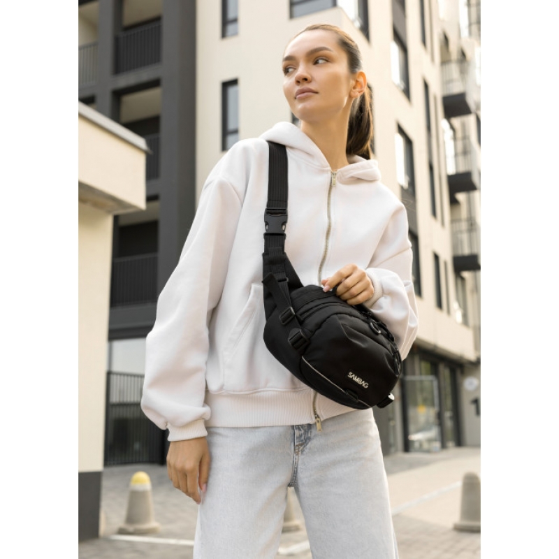 Жіноча сумка через плече бананка Sambag Flex Pro чорна (85451065)