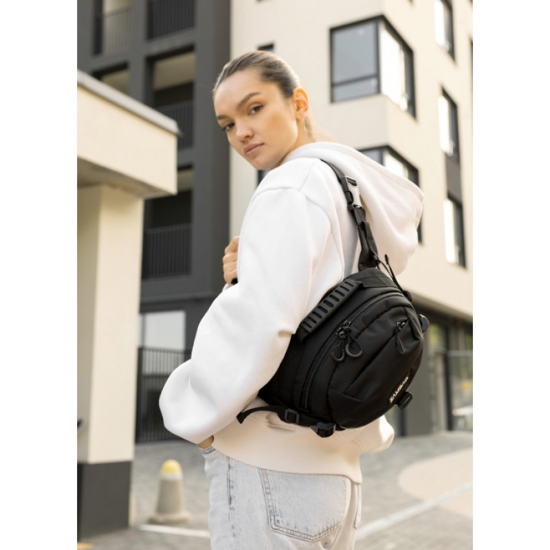 Жіноча сумка через плече бананка Sambag Flex Pro чорна (85451065)