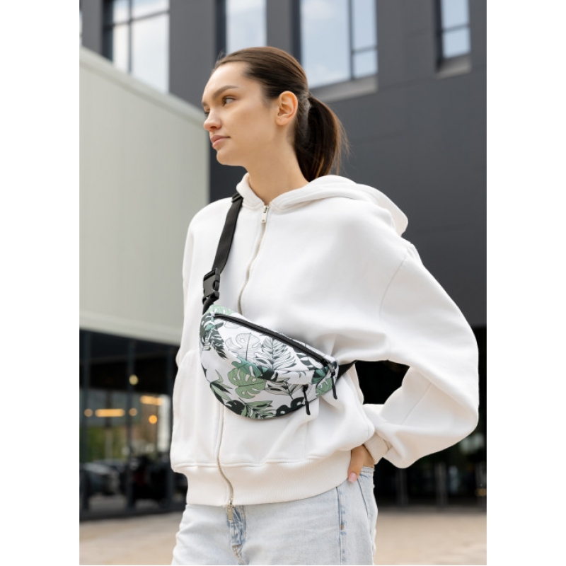 Жіноча сумка на пояс бананка Sambag Urban SKHm принт "Leaves" (85151144)