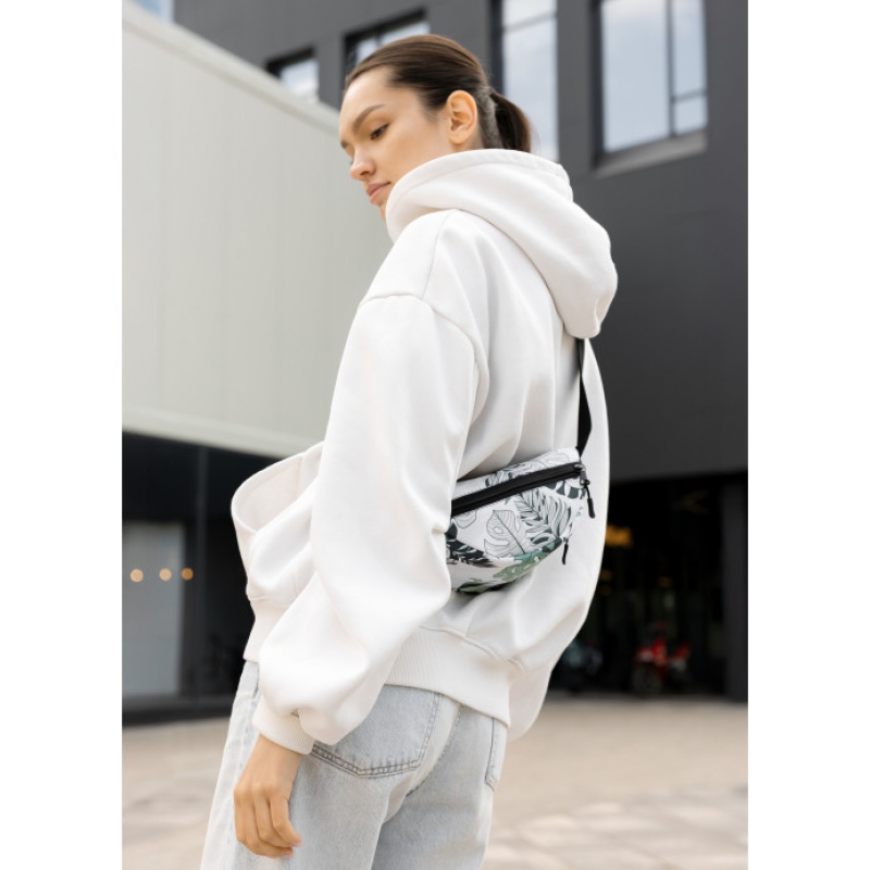 Жіноча сумка на пояс бананка Sambag Urban SKHm принт "Leaves" (85151144)