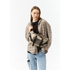 Велика шкіряна жіноча поясна сумка бананка Sambag DynamicDart сіра