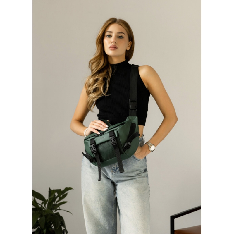 Велика жіноча поясна сумка бананка Sambag DynamicDart зелена (80411007)