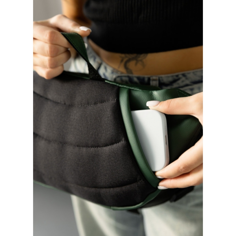 Велика жіноча поясна сумка бананка Sambag DynamicDart зелена (80411007)