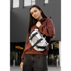 Велика жіноча поясна сумка бананка Sambag DynamicDart тканева принт "Square"