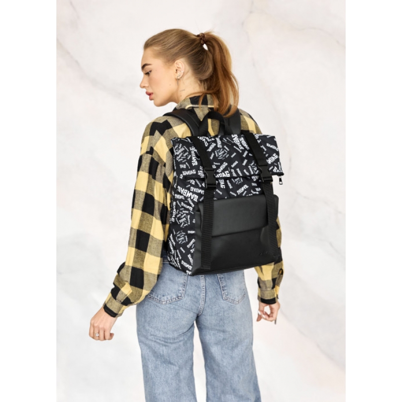 Рюкзак ролл Sambag унісекс RollTop Milton чорний з клапаном (24251721)