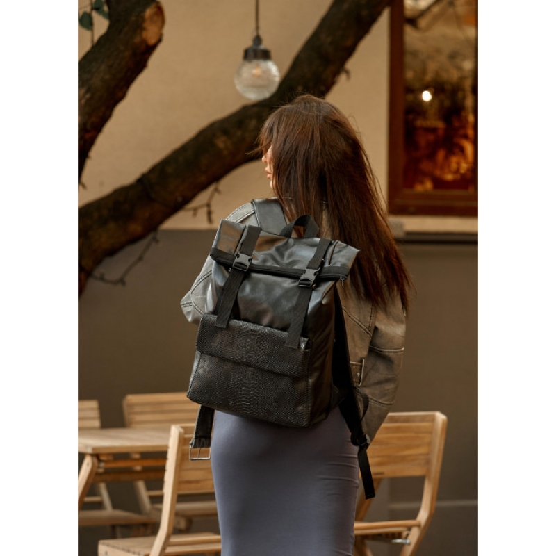 Рюкзак ролл Sambag унісекс RollTop Milton принт крокодила з клапаном (24251070)