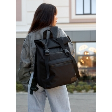 Рюкзак ролл Sambag унісекс RollTop LTT чорний оксфорд