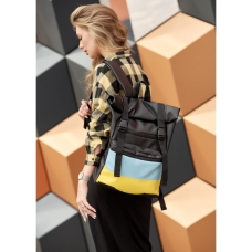 Жіночий рюкзак ролл Sambag RollTop LTH чорний з прапором України