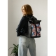 Жіночий рюкзак Sambag Roll Top One чорний принт "Flowers" (24208153)