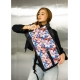 Жіночий рюкзак Sambag Roll Top One чорний принт "Flowers" (24208153)
