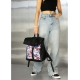 Жіночий рюкзак Sambag Roll Top One чорний принт "Flowers" (24208153)