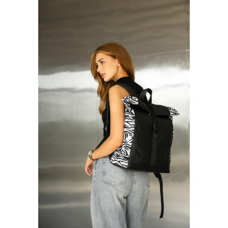 Рюкзак рол Sambag RollTop чорний принт "Zebra" (24208146)