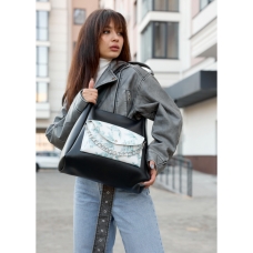 Жіноча сумка Sambag HOBO Bliss чорна принт "Palm"