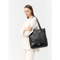 Сумка Sambag Shoper NOVA чорна з крокодилом