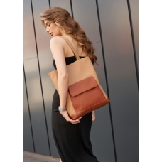 Жіноча сумка Sambag Shopper бежева з клапаном