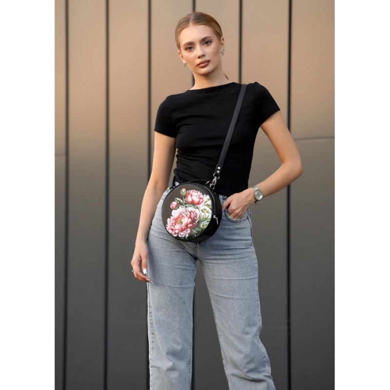 Жіноча кругла сумка Sambag Bale MZN Принт "Flower" (52200714)