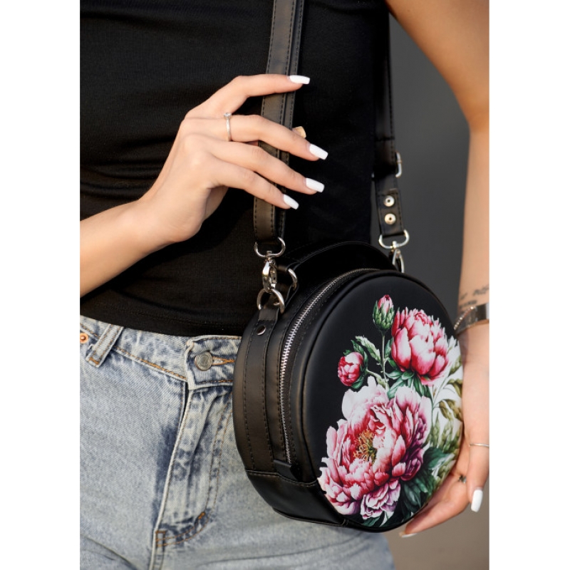 Жіноча кругла сумка Sambag Bale MZN Принт "Flower" (52200714)