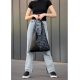 Жіноча сумка Sambag HOBO M чорна принтована (53200702)